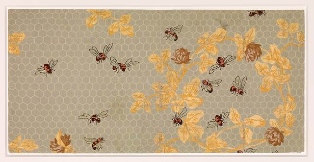 Drawing of bees with honeycomb